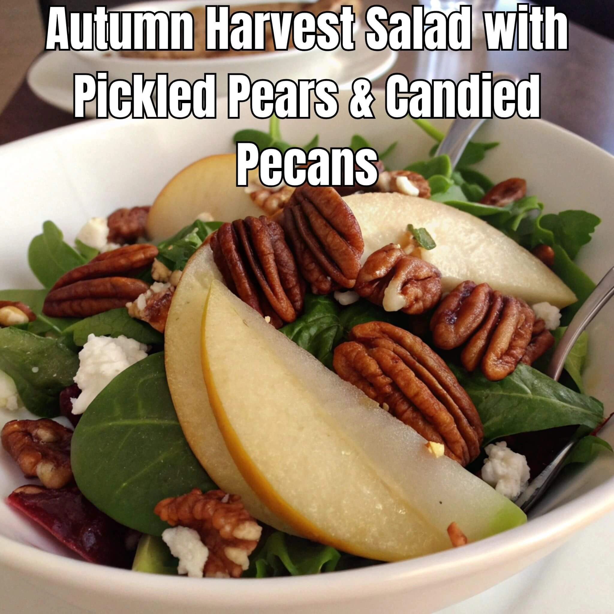 Autumn Harvest Salad with Pickled Pears & Candied Pecans