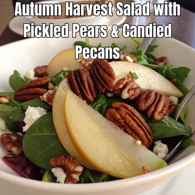 Autumn Harvest Salad with Pickled Pears & Candied Pecans